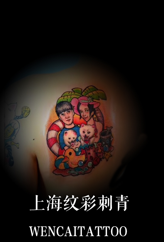 老顾客刘先生幸福的全家福纹身图案