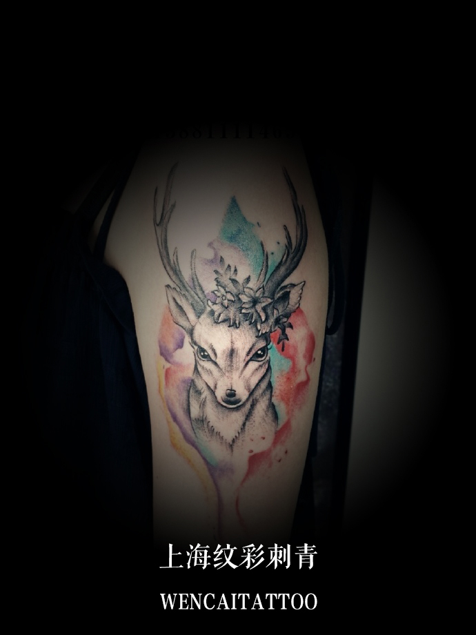 秦小姐的大臂傲娇雌鹿纹身