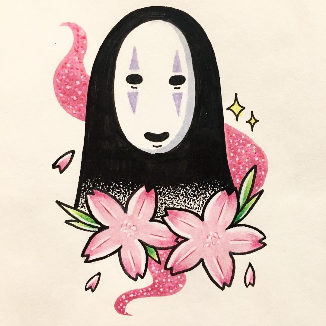 樱花无脸男纹身手稿