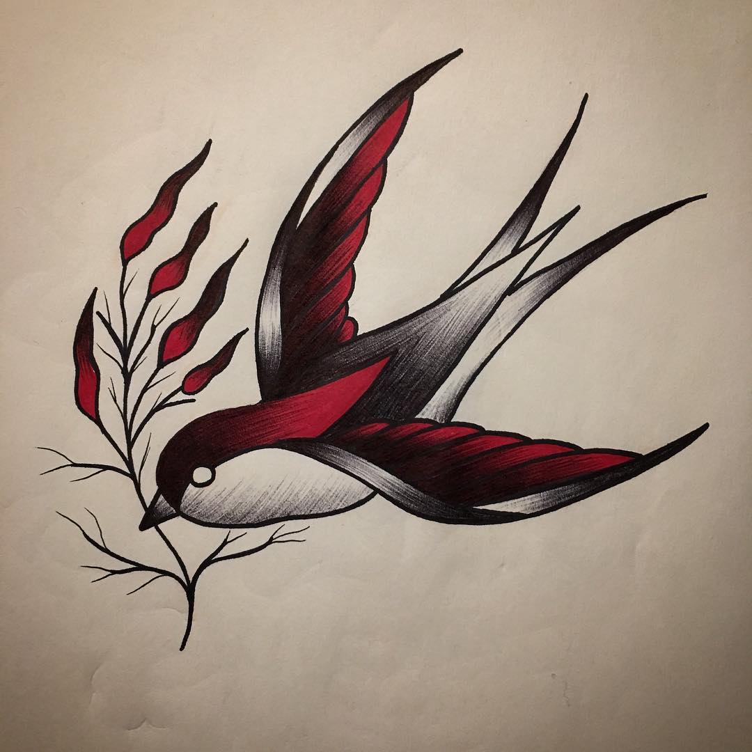 杜小姐小臂燕子纹身图案 - 广州纹彩刺青